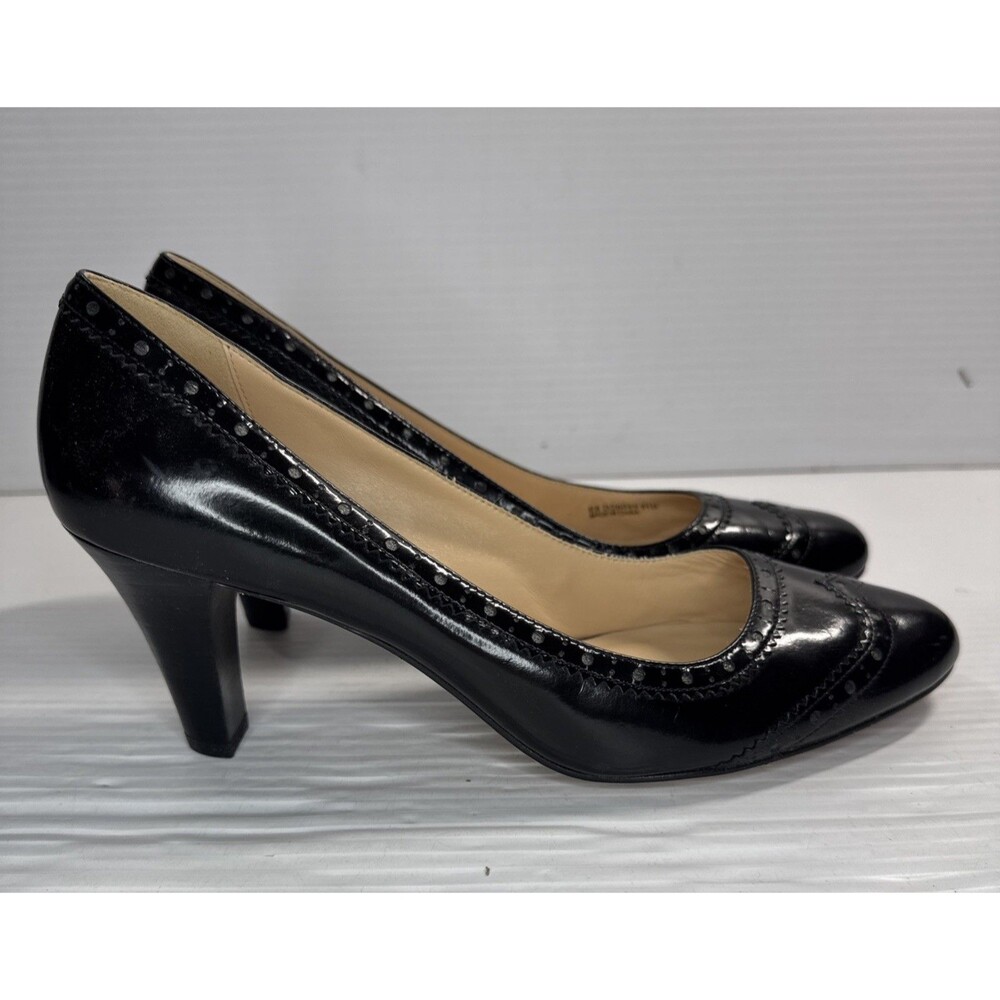 Cole Haan Women’s Aleta Leather Mid Pumps Shoes Heels Black Size 8.5 B